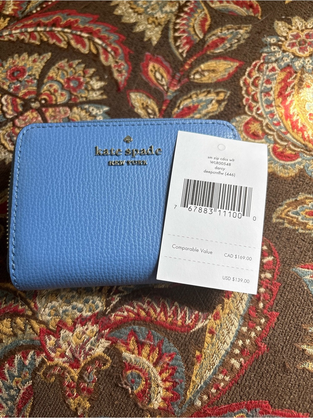 NWT kate spade New York Blue Zip Wallet - Picture 2 of 2